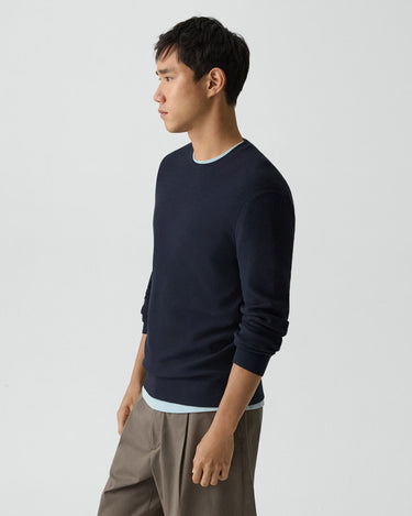 Theory Riland Crewneck Sweater in Light Bilen in Dark Eclipse