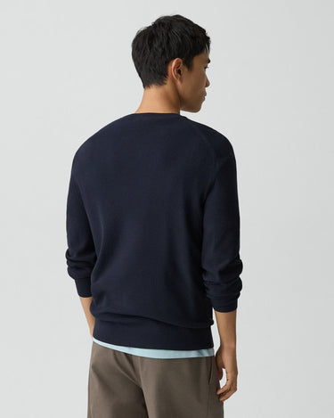 Theory Riland Crewneck Sweater in Light Bilen in Dark Eclipse