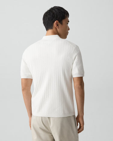 Theory Soris Cable-Knit Polo Shirt in Light Bilen in White