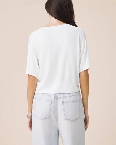 Splendid Erica Short Sleeve Sweater in White
