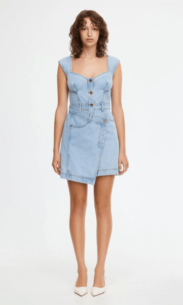 Acler Amesbury Mini Dress in Mid Wash - Estilo Boutique Acler Amesbury Mini Dress in Mid Wash - Estilo Boutique