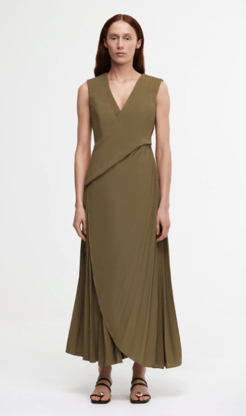 green emerald velvet dress Acler VALARIA MINI DRESS