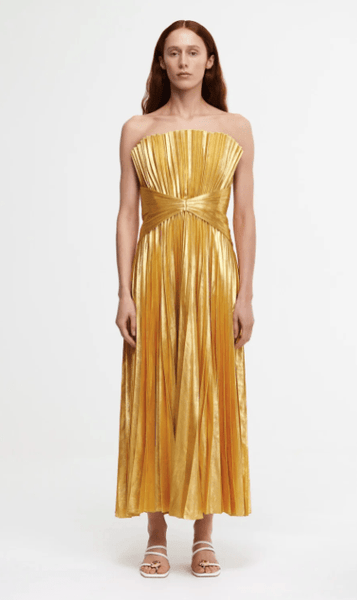 gold acler dress Acler Women's Midi Dress - Metallic