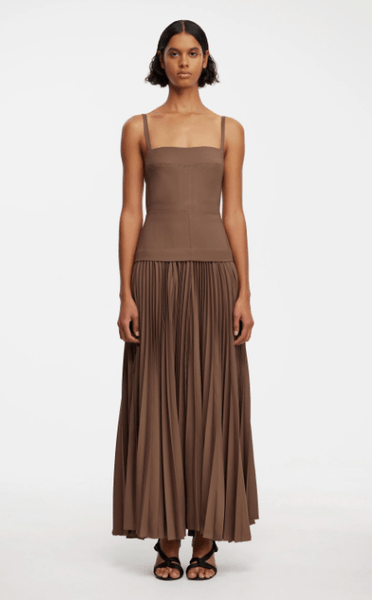 leasgill midi dress acler Acler Leasgill Linen-blend Pleated Midi Dress