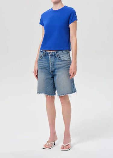 Agolde Adine Shrunken Tee In Cobalt