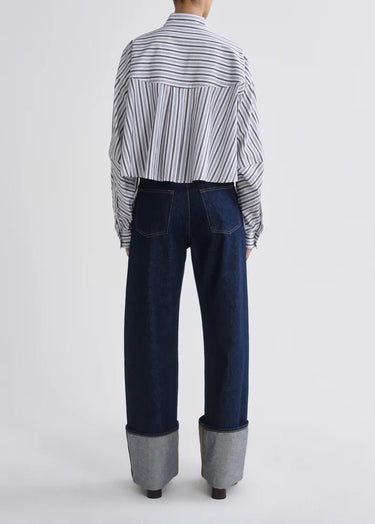 Agolde Agnes Shirt In Meyer Stripe in Bracken Blue