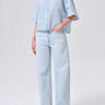 Agolde Merrin Shirt In Wirrel Stripe Powder Blue
