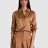 Alice + Olivia Brady Silk Blouse in Tan