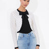 Alice + Olivia Dannie Shrug Bow Cardigan in Soft White Black - Estilo Boutique