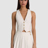 Alice + Olivia Donna Linen Vest in Off White
