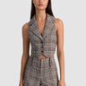 Alice + Olivia Donna Vest in Dark Chocolate Off White