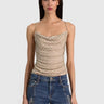Alice + Olivia Harmon Crystal Slip Tank in Almond Clear Crystal