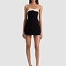 Alice + Olivia Katya Sculpted Bow Romper in Black Off White