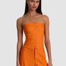 Alice + Olivia Kelcey Strapless Linen Vest in Orange