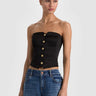 Alice + Olivia Kelcey Strapless Satin Vest Top in Black