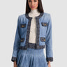 Alice + Olivia Landon Cropped Denim Jacket in Celine Vintage