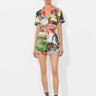 Alice + Olivia Leighton Pajama Romper in Island Dreams Multi