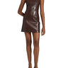 Alice + Olivia Lena Vegan Leather Mini Dress in Chocolate