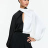 Alice + Olivia Mahogany Twist Neck Cropped Top in Black/White - Estilo Boutique