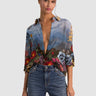 Alice + Olivia Willa Silk Blouse in Alpine Dawn