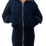Amanda Como Bomber Jacket in Navy Multi - Estilo Boutique