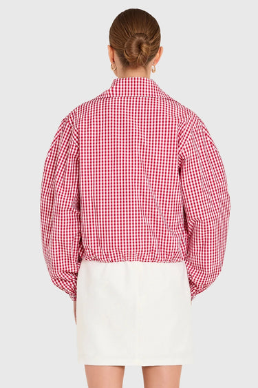 Amanda Uprichard Como Bomber Jacket in Ivory Red