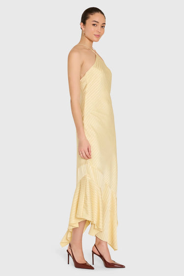 Amanda Uprichard Gabriella Midi Dress in Cornsilk