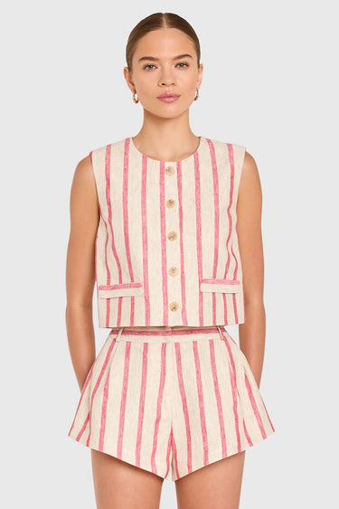 Amanda Uprichard Jeremiah Top in Red Stripe