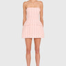 Amanda Uprichard Strapless Bethany Romper in Charlotte Tweed in Mochi