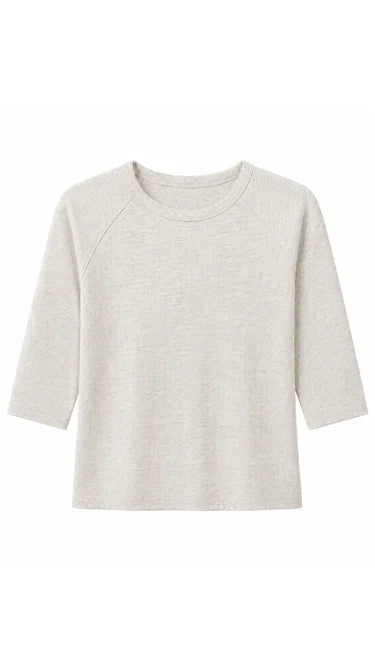 Perfect White Tee Amelia Top in Oatmeal Ash
