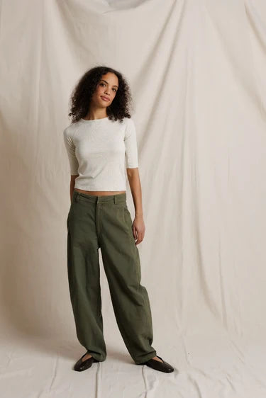 Perfect White Tee Amelia Top in Oatmeal Ash