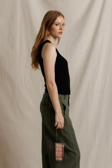Perfect White Tee Andrea Sleeveless Cardigan in True Black