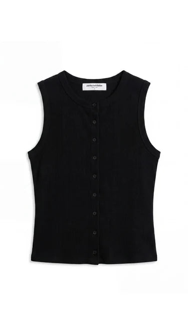Perfect White Tee Andrea Sleeveless Cardigan in True Black