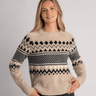 Archer Cashmere Kai Intarsia Crew in Oatmeal Black Ecru