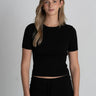 Archer Cashmere Sage Rib Tee in Black