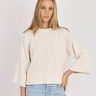 Archer Cashmere Scottie Cotton Wide Sleeve Knit in Ecru