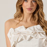 ASTR Sarahi Strapless Ruffled Corset Top in White - Estilo Boutique