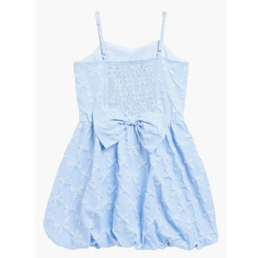 Ava & Yelly Tween Bow Bubble Party Dress in Sky Blue