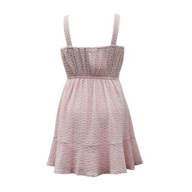 Ava & Yelly Tween Stretch Lace Emma Ruffle Dress in Light Pink