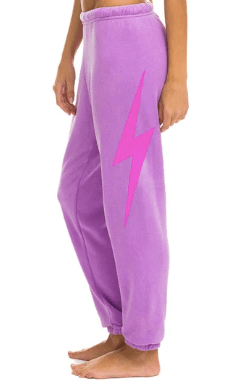 Aviator Nation Bolt Sweatpant in Neon Purple/Neon Pink - Estilo Boutique