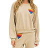 Aviator Nation Rainbow Heart Stitch Crew Sweatshirt in Sand - Estilo Boutique