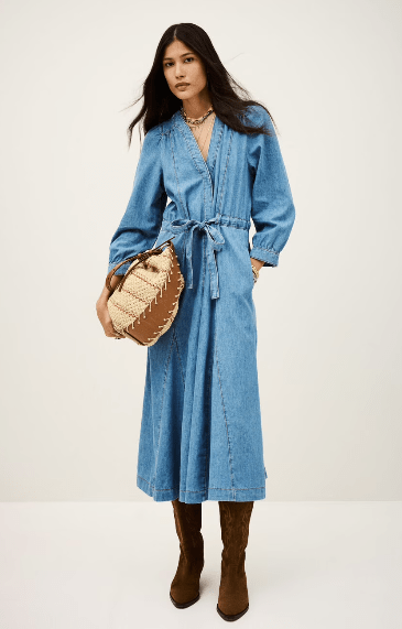 ba&sh denim dress - Lia for Woman - Blue Collection - Performance Blazers And Pants fit and classic silhouette Womens Faux Fur Lined Size:4 oz