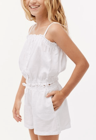 Bella Dahl Girl Button Front Ruffle Short in White - Estilo Boutique