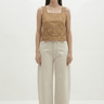 Berenice Crista Embroidery Tank in Camel