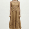 Berenice Juliana MIdi Embroidery Skirt in Camel