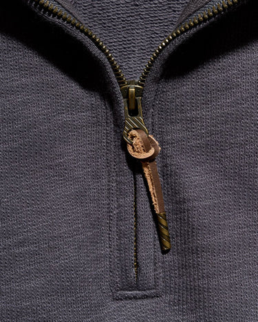Billy Reid French Terry Half Zip in Asphalt