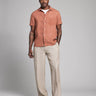 Billy Reid Short Sleeve Pagoda Tile Linen Treme Shirt in Umber