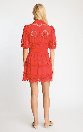 Caballero Eloise Dress in Poppy Red Eyelet Lace