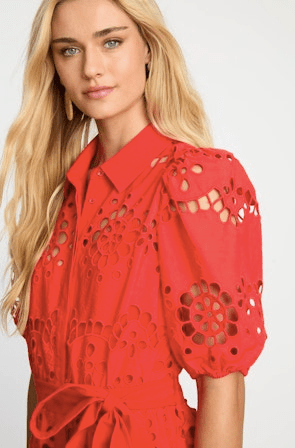 Caballero Eloise Dress in Poppy Red Eyelet Lace
