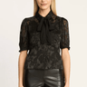 Caballero Louu Top in Black Silk Burnout